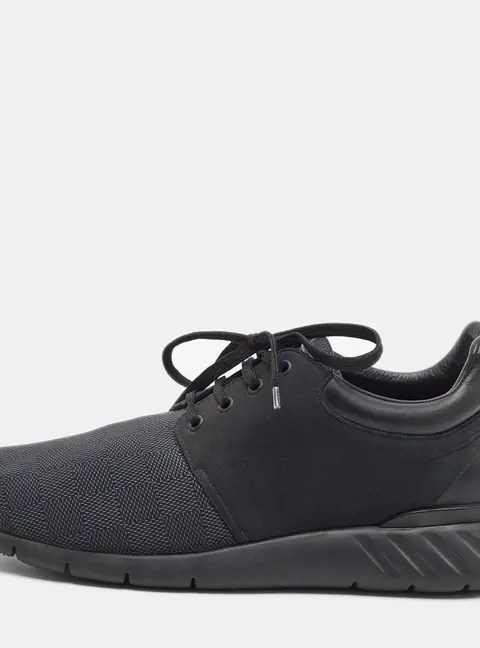 Louis Vuitton Fastlane Size 42.5 Black Damier Fabric and Nubuck Leather Lace Up Sneakers