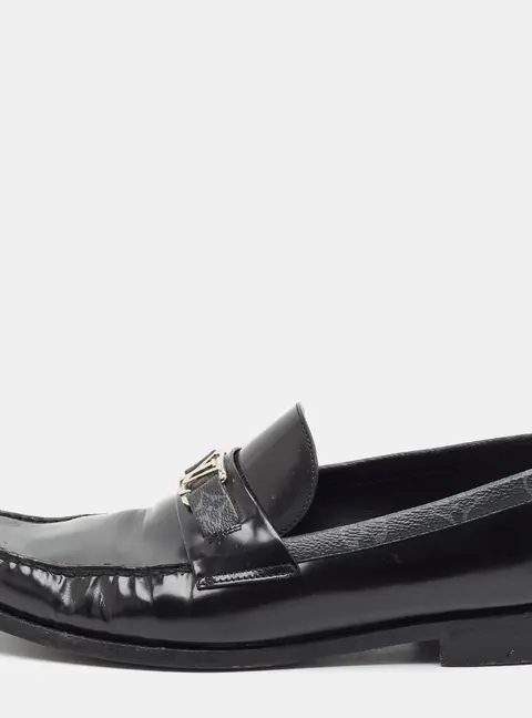 Louis Vuitton Major Size 45 Black/Dark Grey Monogram Canvas and Leather Penny Loafers
