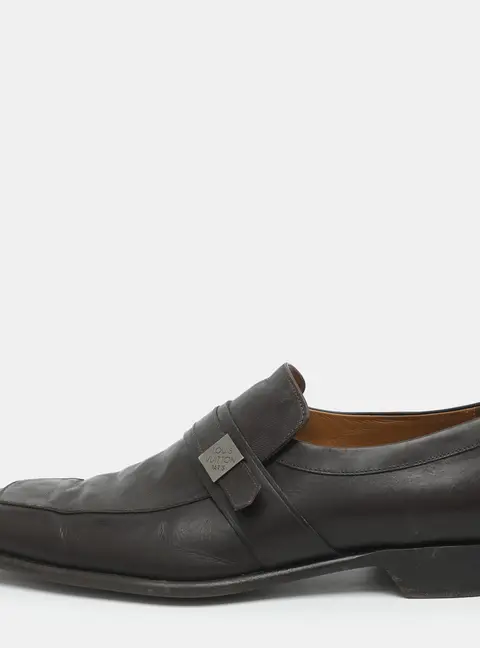 Louis Vuitton Size 45 Brown Damier Embossed Leather Loafers