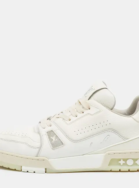 Louis Vuitton LV Trainer Size 43 White Leather Lace Up Sneakers