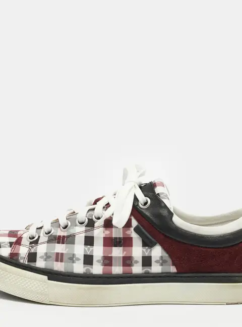 Louis Vuitton Twister Size 41 Burgundy/White Coated Canvas and Suede Lace Up Sneakers