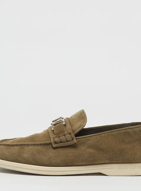 Louis Vuitton Estate Size 42 Olive Green Suede Penny Loafers