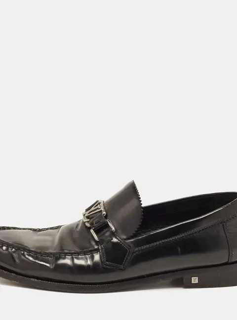 Louis Vuitton Major Size 42 Black Leather Penny Loafers