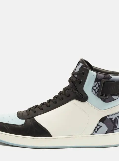 Louis Vuitton Rivoli Size 41.5 Multicolor Camouflage Canvas and Patent Leather High Top Sneakers