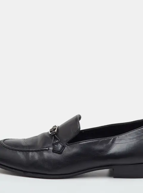 Louis Vuitton Size 42 Black Leather Slip On Loafers