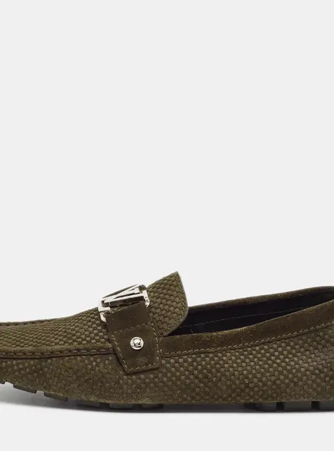 Louis Vuitton Monte Carlo Size 42.5 Dark Green Damier Suede Loafers