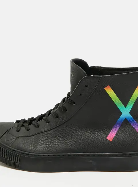 Louis Vuitton Rainbow Tattoo Size 43 Black Taiga Leather High Top Sneakers