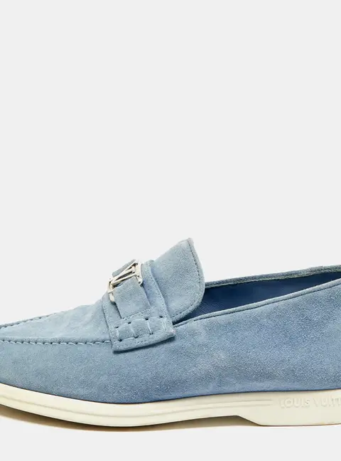 Louis Vuitton Estate Size 40 Blue Suede Slip On Loafers