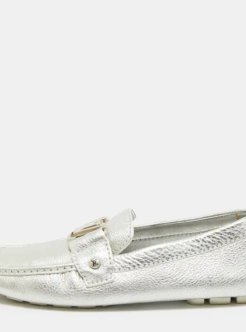 Louis Vuitton Monte Carlo Size 40 Silver Leather Loafers