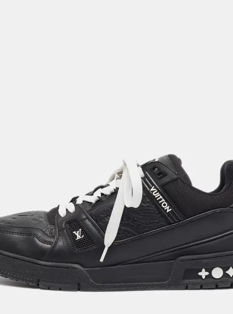 Louis Vuitton LV Trainer Size 43 Black Fabric and Leather Lace Up Sneakers