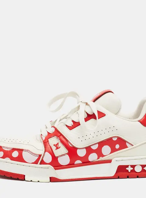Louis Vuitton LV Trainer x Yayoi Kusama Size 42 White/Red Leather Lace Up Sneakers