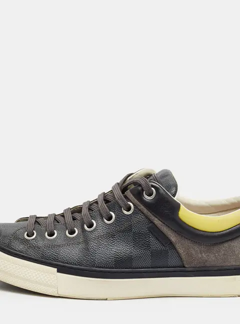 Louis Vuitton Size 42 Tricolor Damier Coated Canvas and Suede Low Top Sneakers