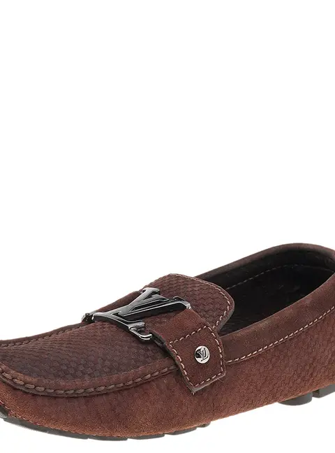 Louis Vuitton Brown Monte Carlo Suede Slip on Loafers Size 40