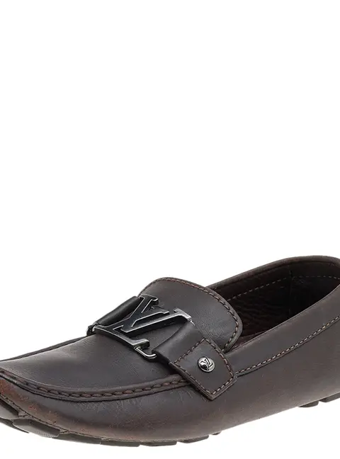 Louis Vuitton Dark Brown Leather Monte Carlo Loafers Size 41