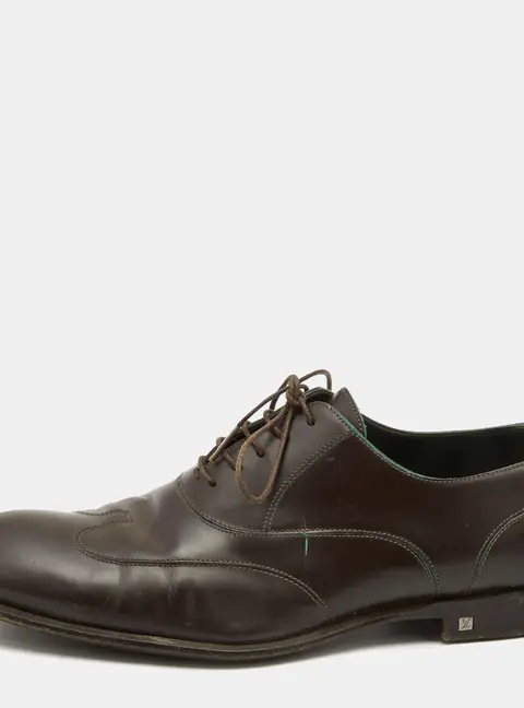 Louis Vuitton Dark Brown Leather Lace Up Oxfords Size 42.5