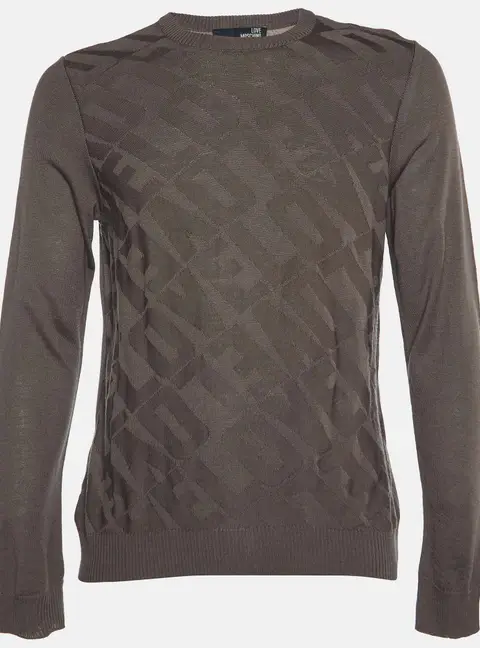 Love Moschino Brown Love Pattern Wool Knit Sweater L