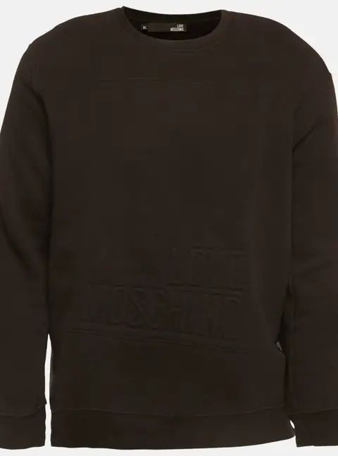 Love Moschino Black Knit Embossed Logo Full Sleeve Sweatshirt XL