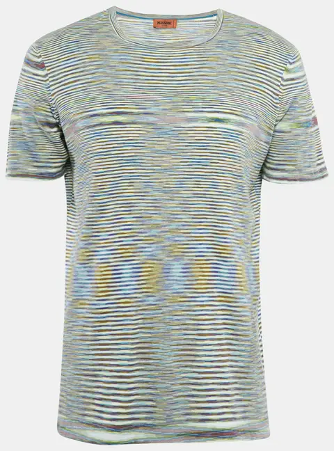 Missoni Multicolor Striped Cotton Crew Neck T-Shirt L