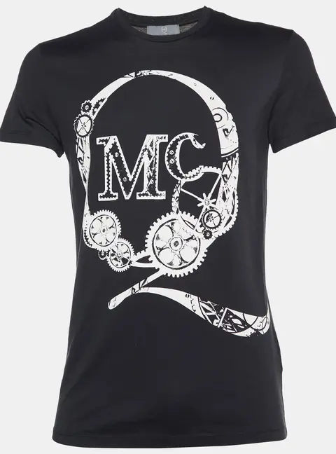 McQ by Alexander McQueen Black Logo Print Cotton Crew Neck T-Shirt S