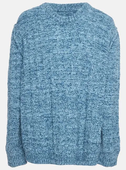 Maison Margiela Blue Textured Knit Oversized Sweater XL