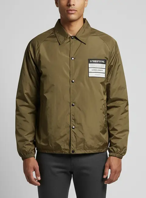 Maison Martin Margiela Military Green Patch Detail Nylon Coach Jacket L