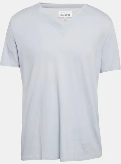 Maison Martin Margiela Blue Jersey V-Neck T-Shirt XL