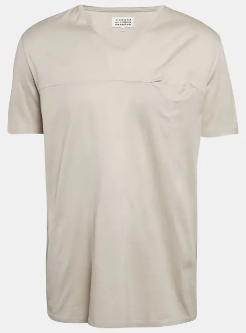 Maison Martin Margiela Grey Cotton V-Neck T-Shirt XL