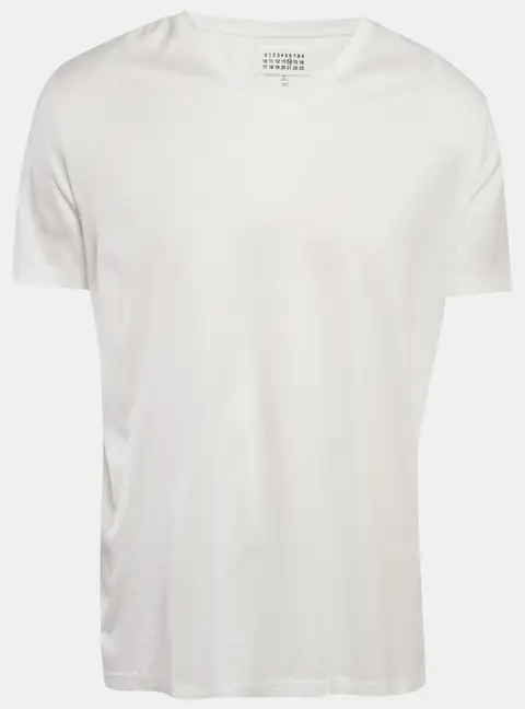 Maison Martin Margiela White Jersey V-Neck Slim Fit T-Shirt XL