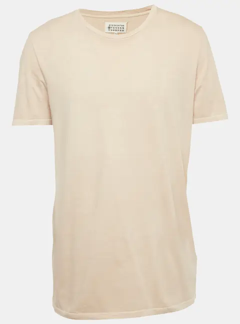 Maison Martin Margiela Beige Cotton Knit Crew Neck T-Shirt XL