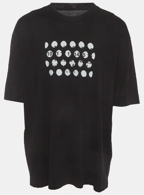Maison Margiela Black Punched Hole Jersey Oversized T-Shirt S