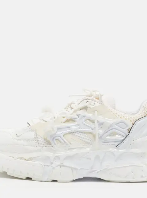 Maison Martin Margiela Fusion Size 41 White Leather and Mesh Low Top Sneakers
