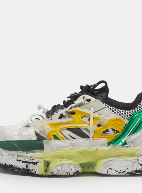 Maison Martin Margiela Fusion Size 41 White/Green Leather and Mesh Low Top Sneakers