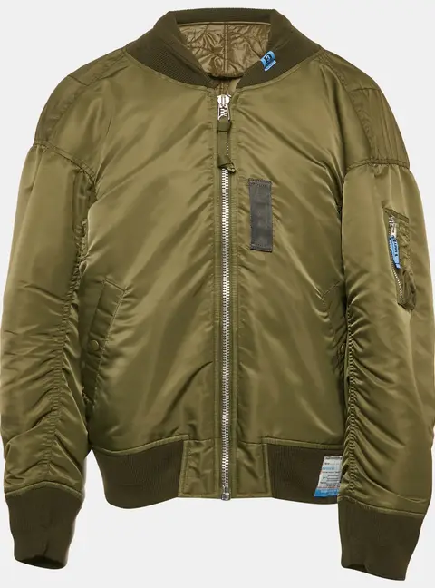 Maison Mihara Yasuhiro Khaki Green Nylon Padded Zip-Up Bomber Jacket M