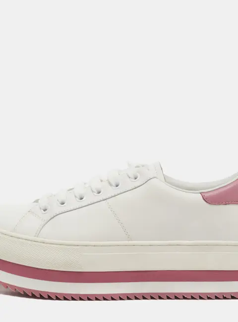 Marc Jacobs Size 41 White/Pink Leather Lace Up Platform Sneakers