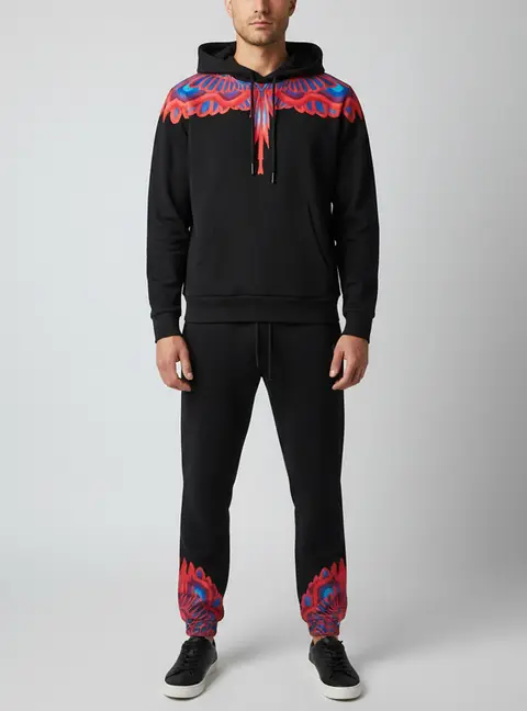 Marcelo Burlon County of Milan Black Graphic Print Cotton Jersey Track Suit L