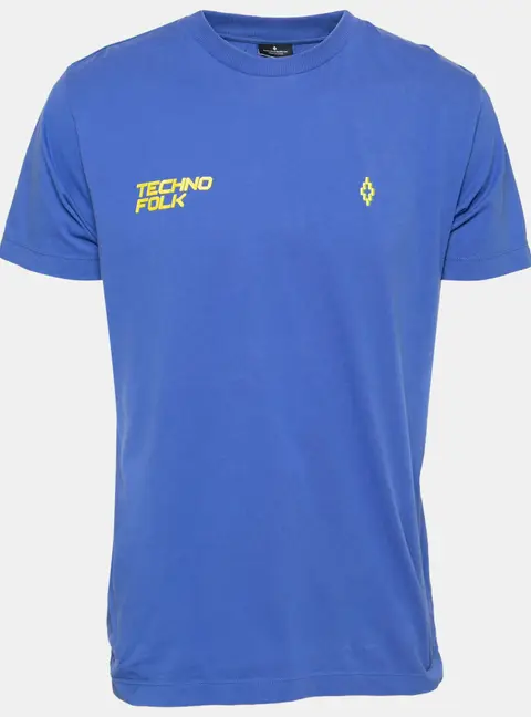 Marcelo Burlon Blue Cotton Printed Crew Neck T-Shirt S