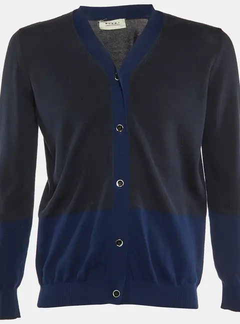Marni Midnight Blue Cotton Knit Button Front Cardigan S