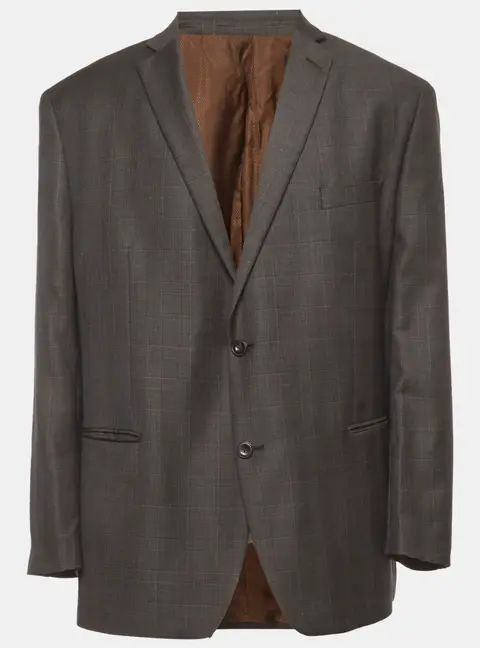 Michael Kors Brown Checks Wool Regular Fit Blazer XXXL