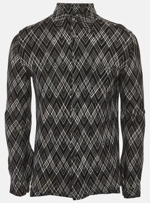 Missoni Monochrome Geometric Pattern Knit Long Sleeve Shirt S