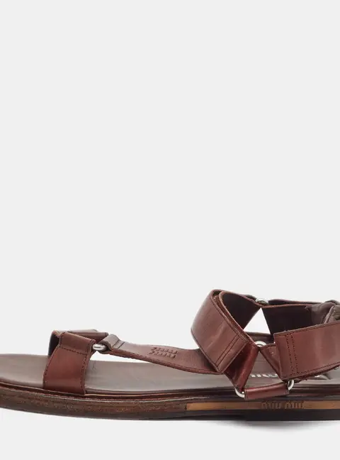 Miu Miu Size 41 Brown Leather Ankle Strap Sandals