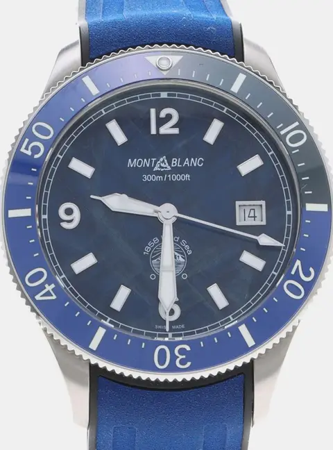 Montblanc 1858 Iced Sea 129370 Blue Stainless Steel Automatic Men's Wristwatch 42 mm