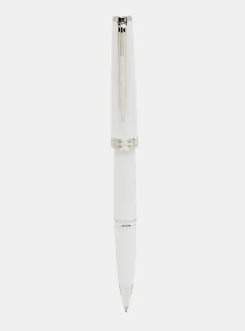 Montblanc White Resin Silver Tone Rollerball Pen