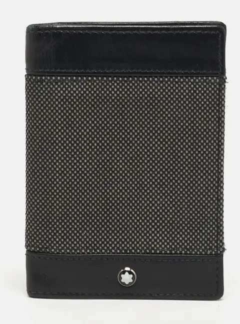 Montblanc Meisterstuck Business Black/Grey Canvas and Leather Bifold Card Holder