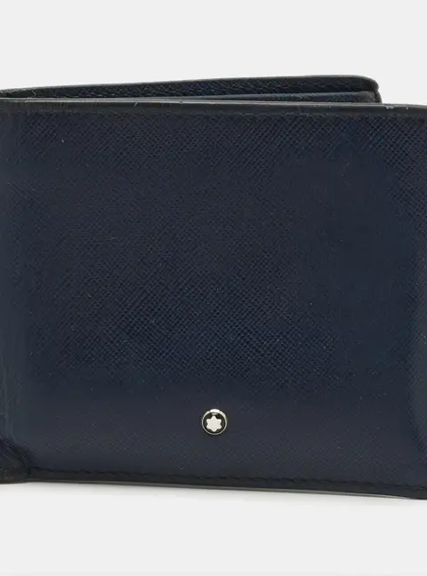 Montblanc Sartorial Navy Blue Leather 8CC Bifold Wallet