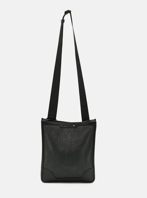 Montblanc Nightflight Line Black Printed Coated Canvas and Leather Messenger Bag