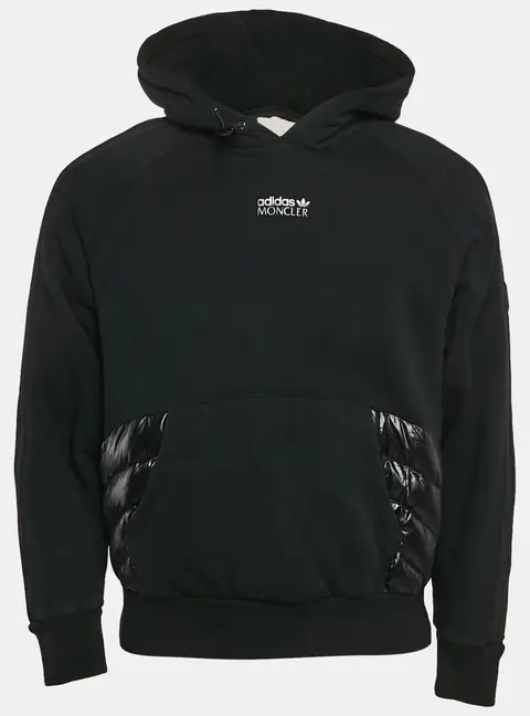 Moncler x Adidas Black Cotton Knit Puffer Trim Hoodie XS