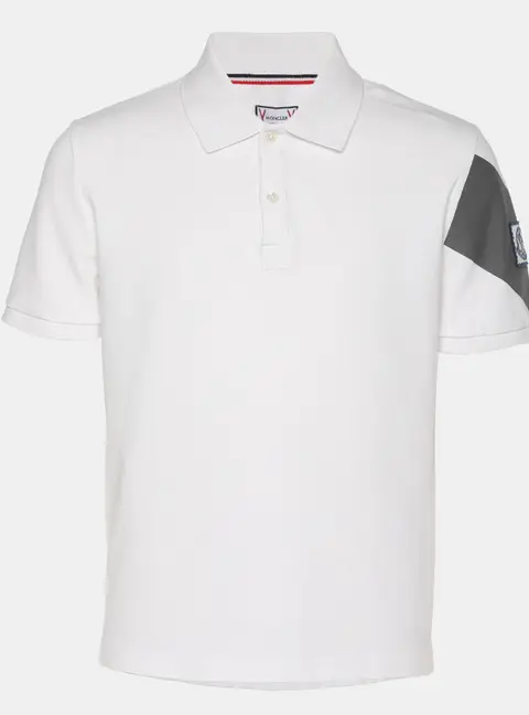 Moncler White Jersey Logo Patch Polo T-Shirt M
