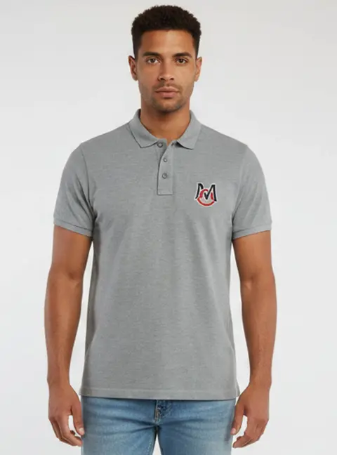 Moncler Grey Logo Appliqu&eacute; Piqu&eacute; Knit Polo T-Shirt L