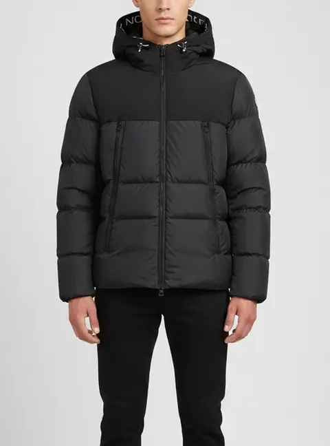 Moncler Black Nylon Hooded Down Puffer Jacket L