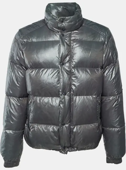 Moncler Grey Nylon Ever Zip Up Down Jacket XL